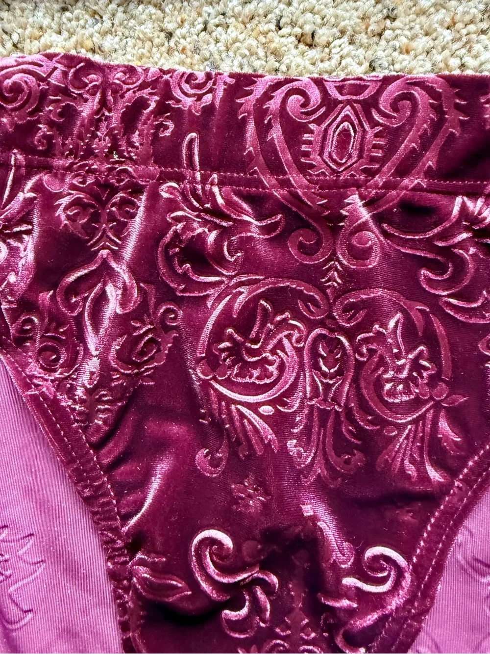 Balera LC Burgundy Crushed Velvet Dance Costume 2-Piece Halter Set